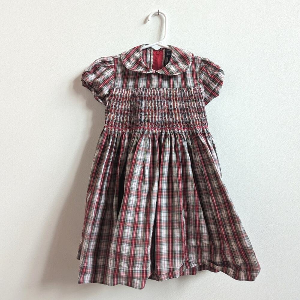 Ralph Lauren Classy Christmas Smocked Dress Girls 18-24m Tartan Plaid